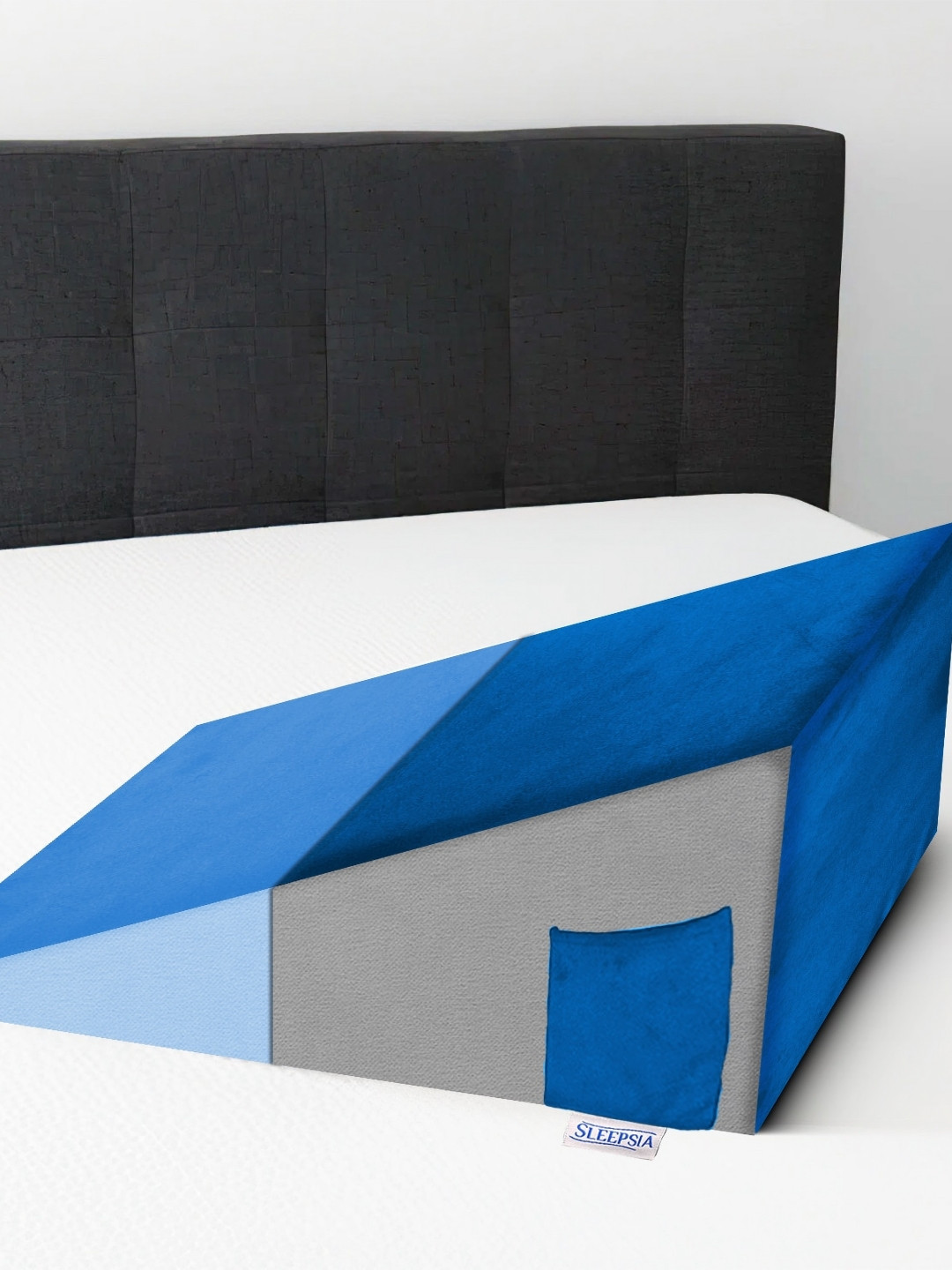 Sleepsia Blue Solid Polyester Medium Memory Foam Therapedic Pillow-27.5 x 45.5 x 46 cm