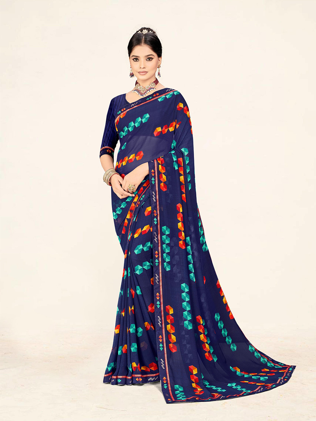 TINA FASHION Poly Georgette Bandhani Saree