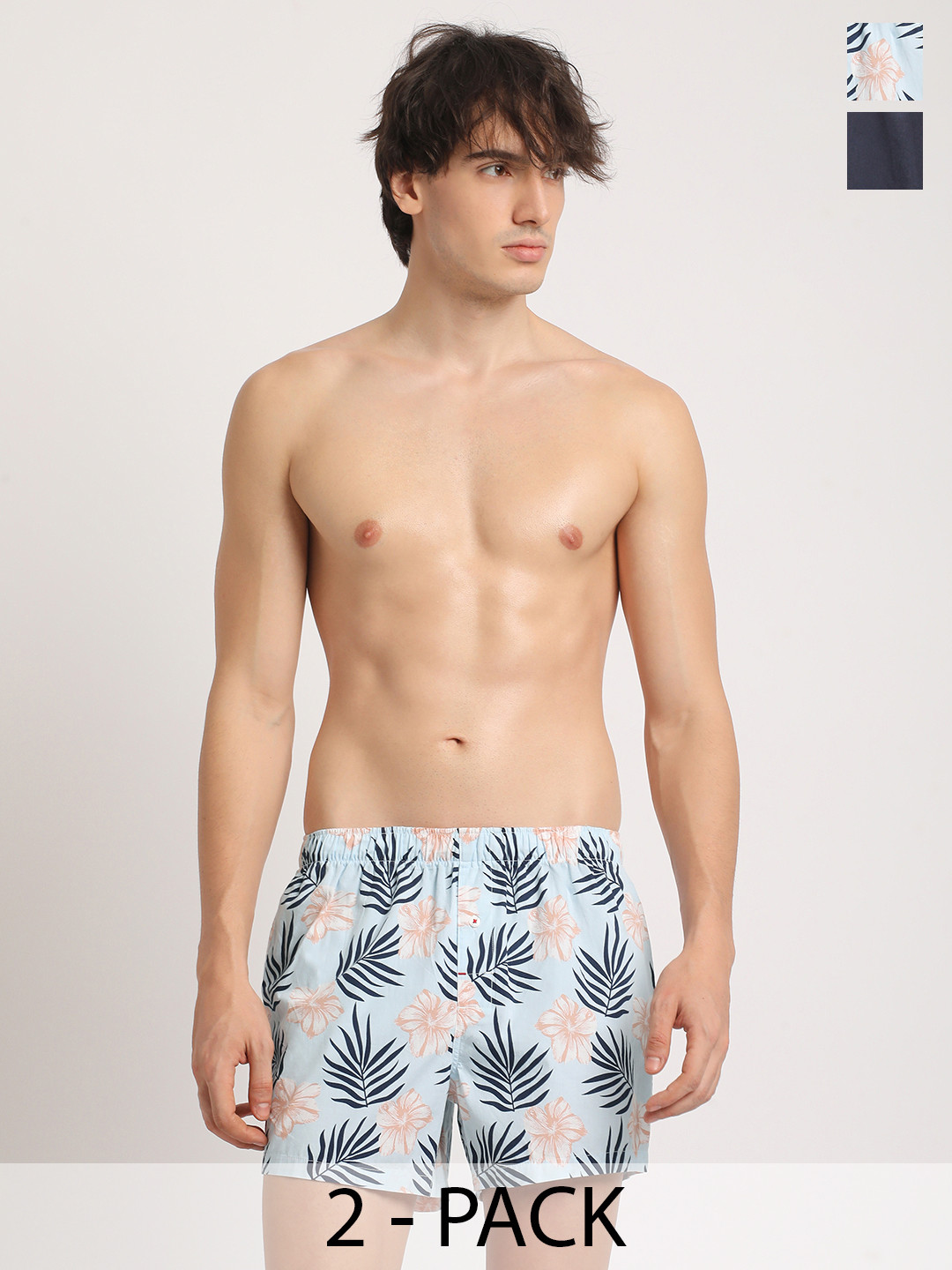 THE BEAR HOUSE Pack Of 2 Printed Pure Cotton Boxers BOX-ERIES-BL