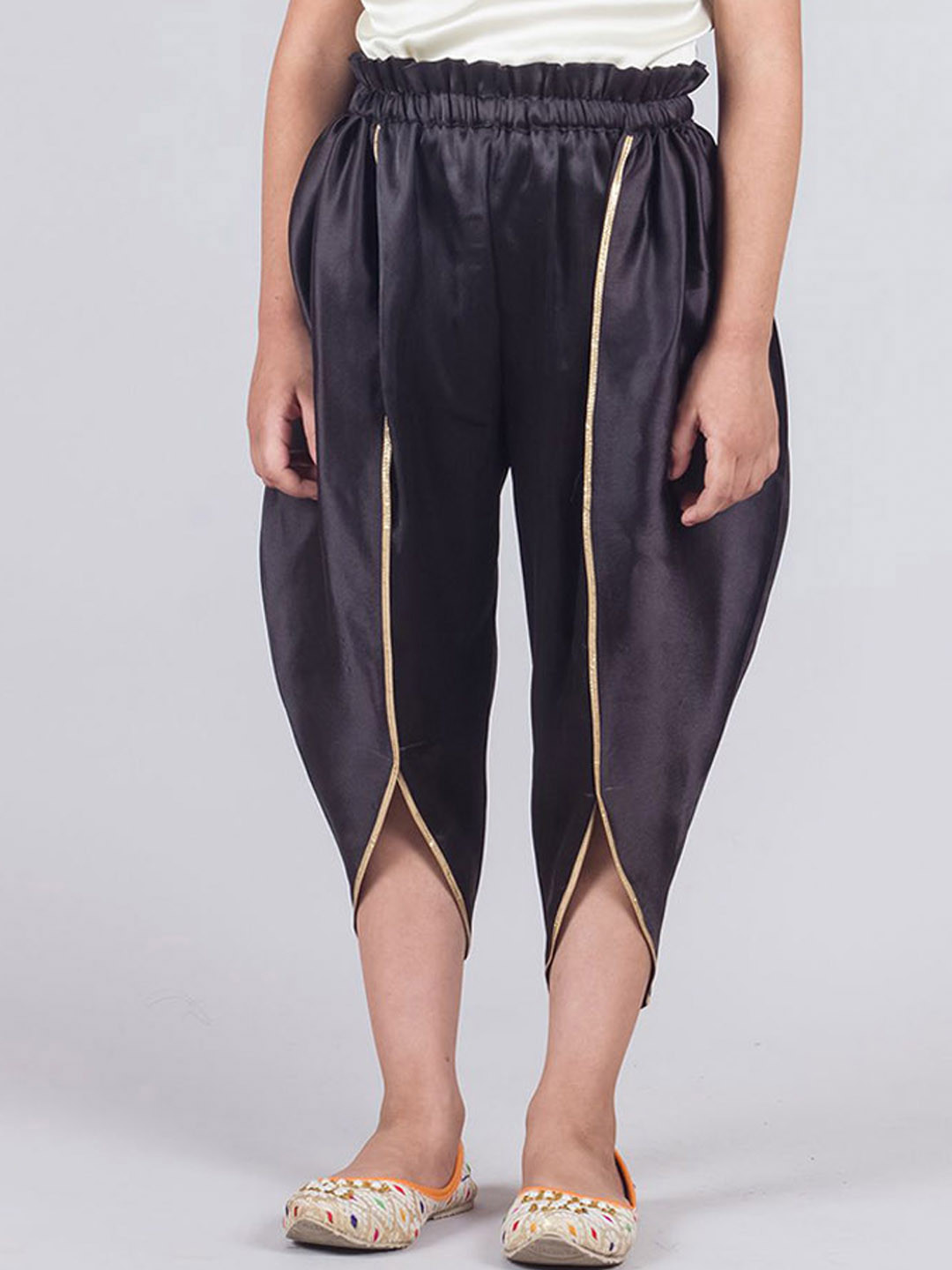 Tangerine Closet Girls Mid-Rise Satin Loose Fit Tulip Salwar