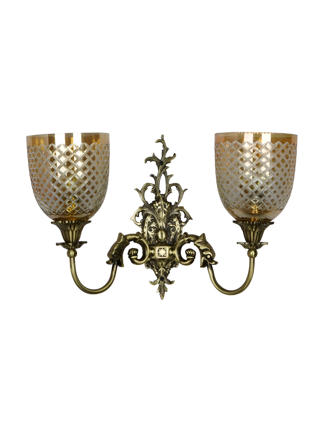 Fos Lighting Gold-Toned Textured Glass Traditional Wall Lamp