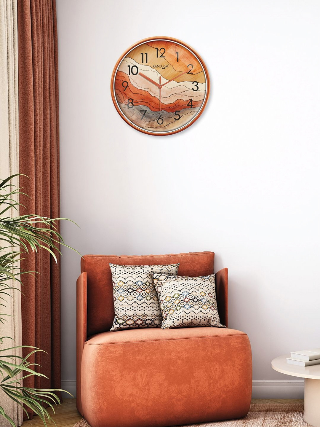 RANDOM Non-Ticking Orange Plastic Silent Clock Round Battery Analogue Wall Clock-30cm