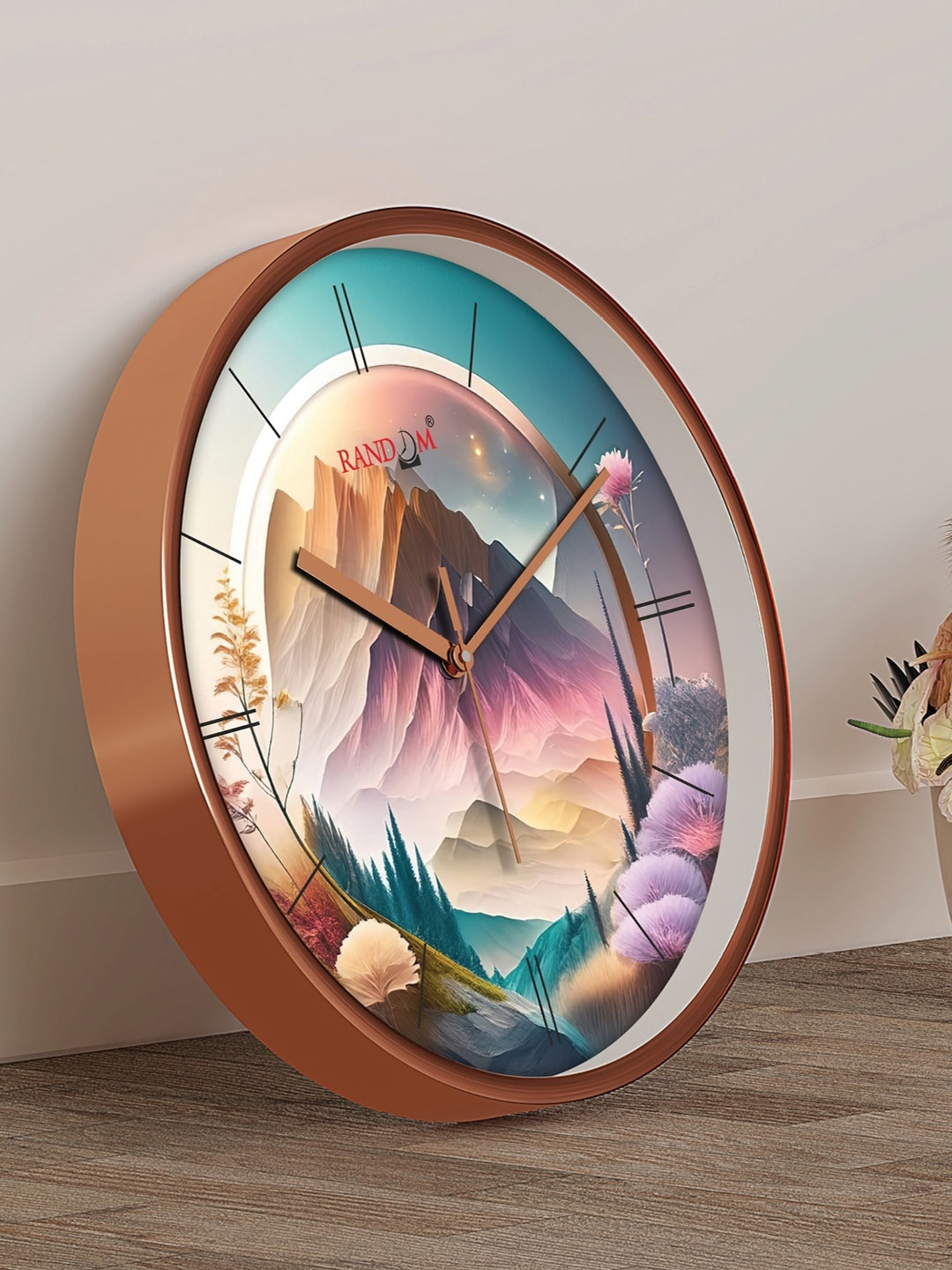 RANDOM Non-Ticking Copper Plastic Silent Clock Round Battery Analogue Wall Clock-30cm