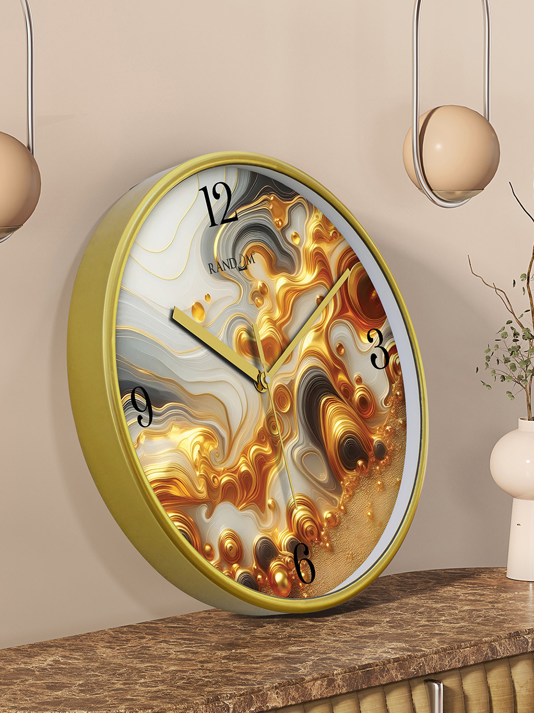 RANDOM Non-Ticking Brown Plastic Silent Clock Round Battery Analogue Wall Clock-30cm