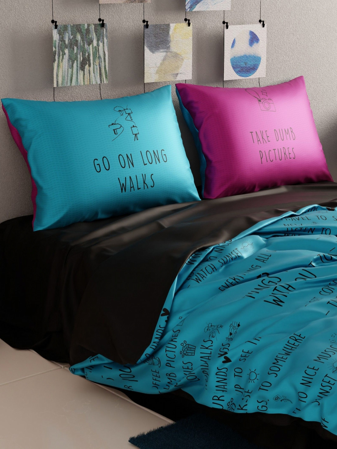 QuirkLoom Things I Want To Do Printed Sateen Double Bedding Set
