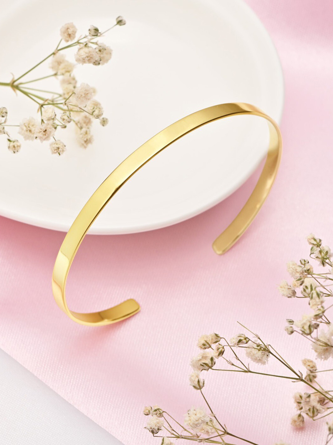 Zavya Women Sterling Silver Gold-Plated Kada Bracelet