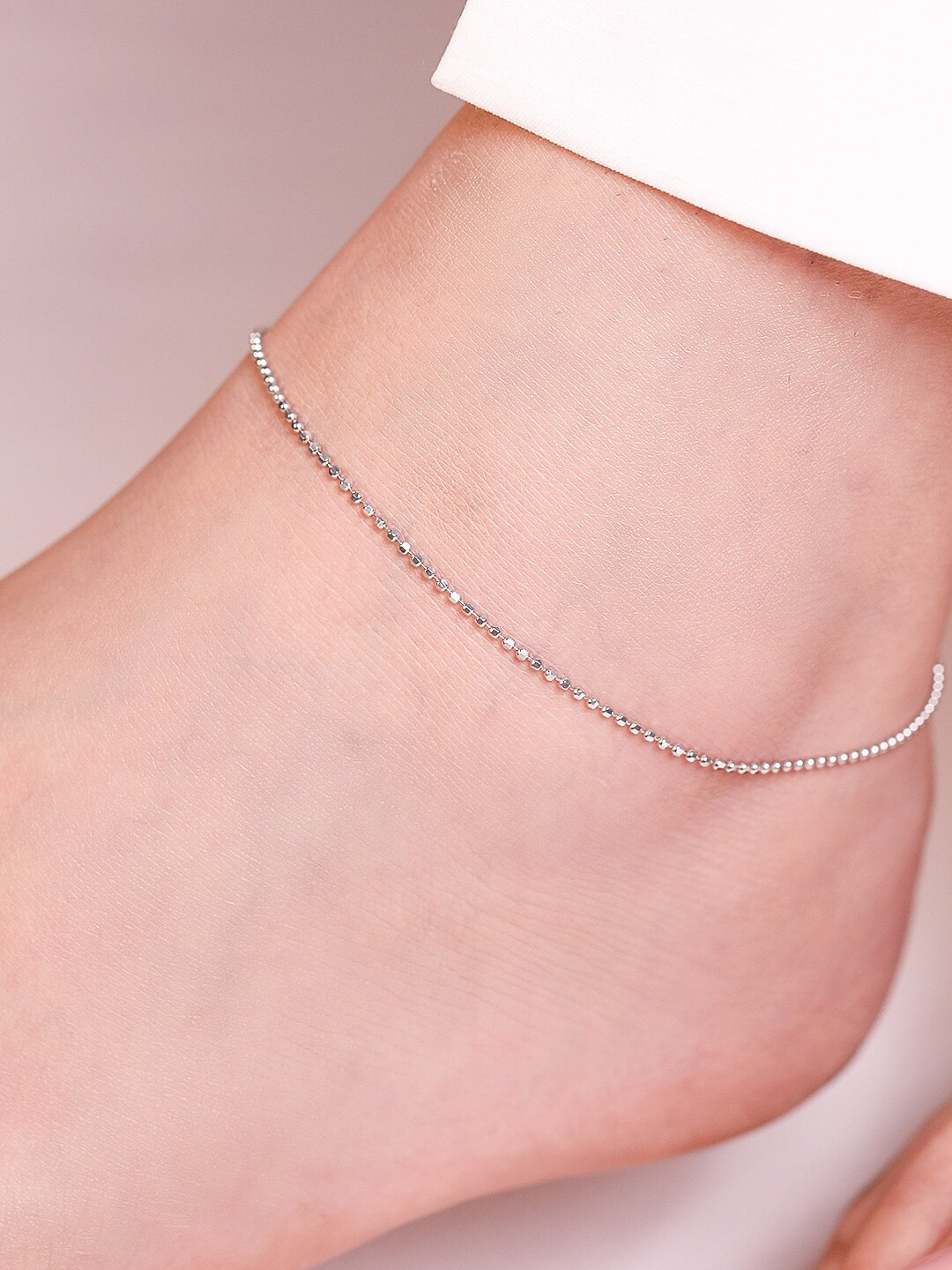 Zavya Rhodium-Plated Pure Silver Single Anklet