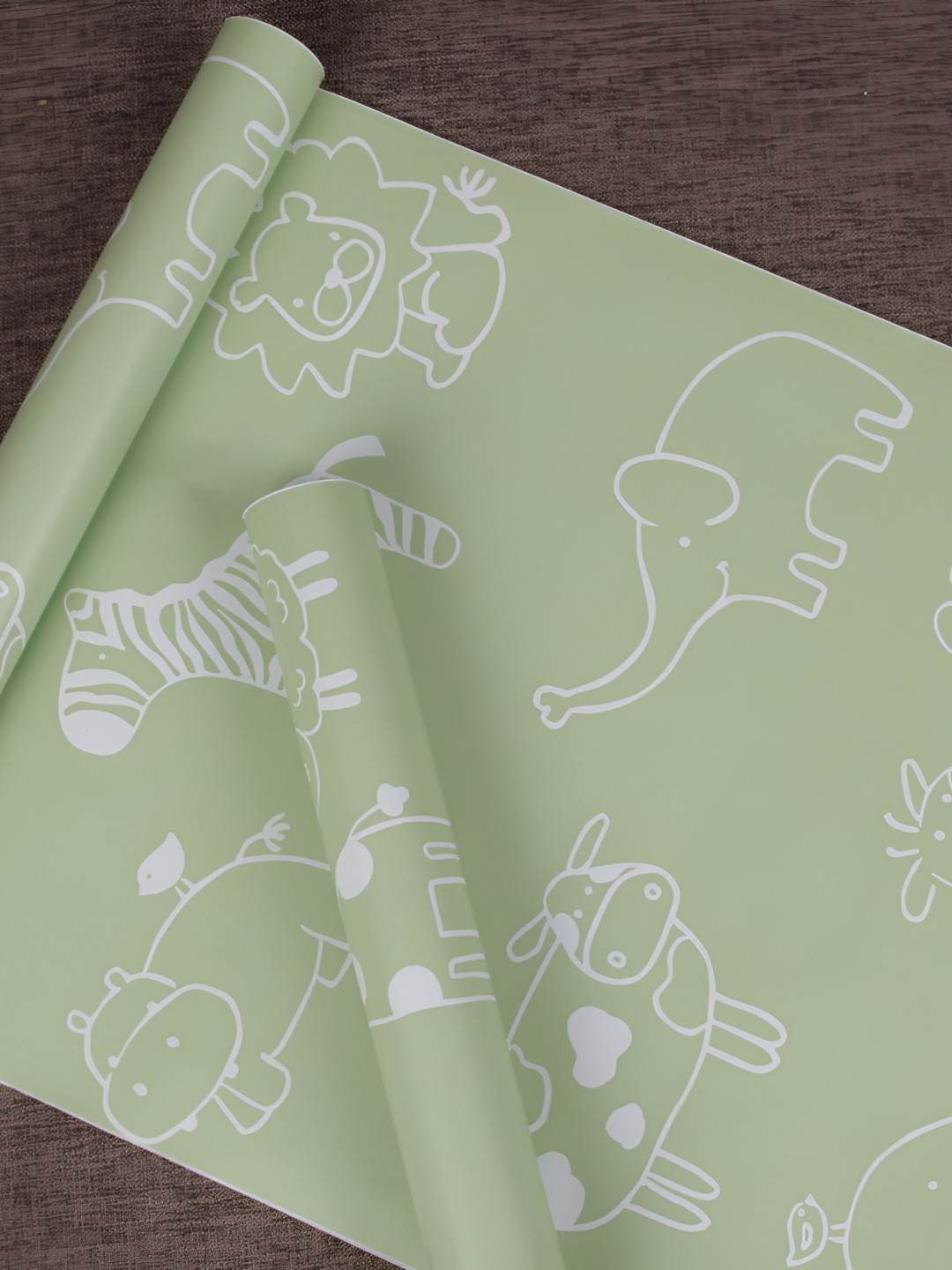 Aura Green & White Cartoon Characters Self Adhesive Wall Sticker