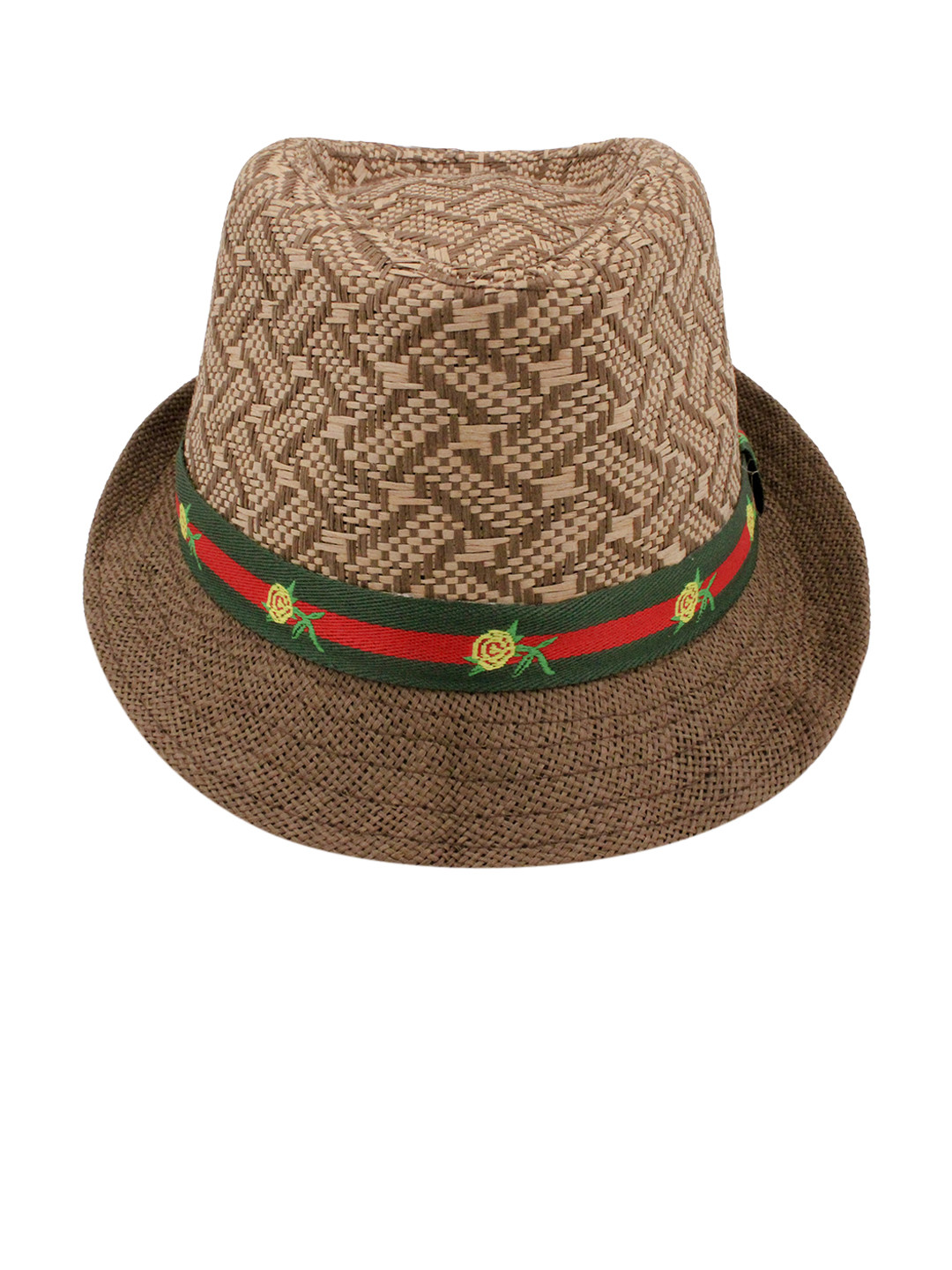 JENNA Boys Brown Self Design Fedora Hat