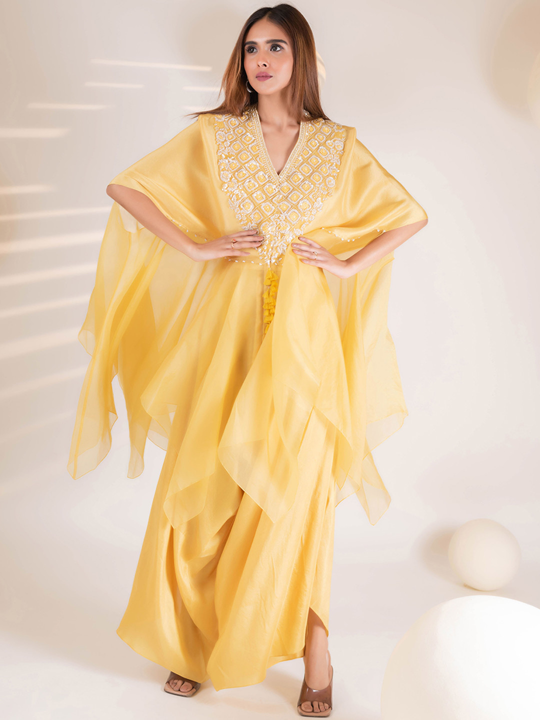 Pallavi Poddar Women Embroidered Regular Thread Work Fusion Kurta with Dhoti Pants