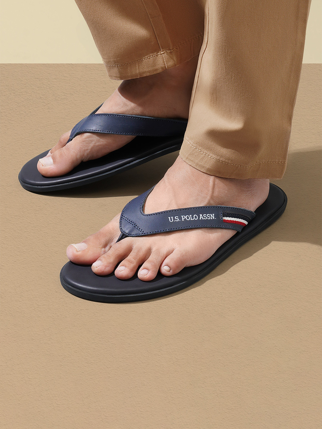 U.S. Polo Assn. Men Printed Rubber Thong Flip-Flops