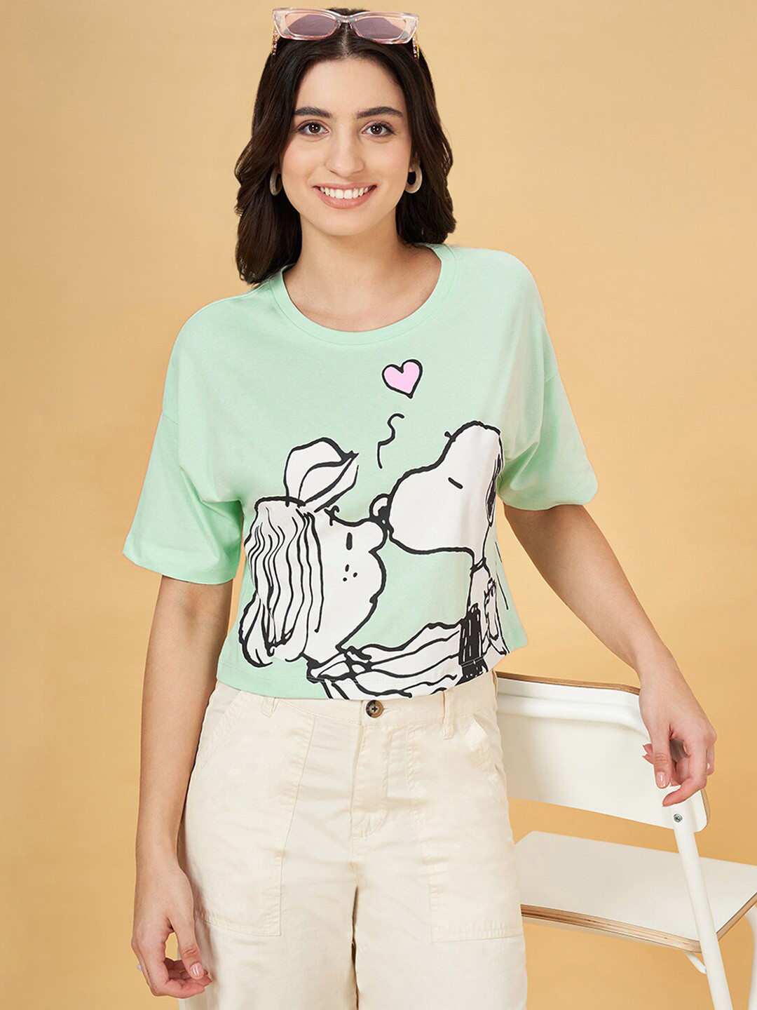 Honey by Pantaloons Women Printed Extended Sleeves Pockets T-shirt
