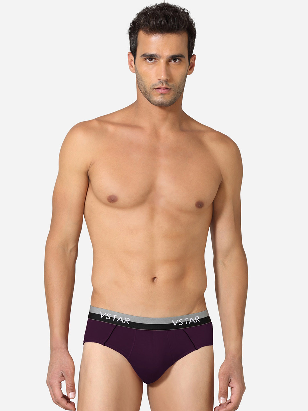 VStar Pack Of 2 Men Square Cut Style Basic Briefs CAVIN NEO-2PCS-POTENT_PURPLE