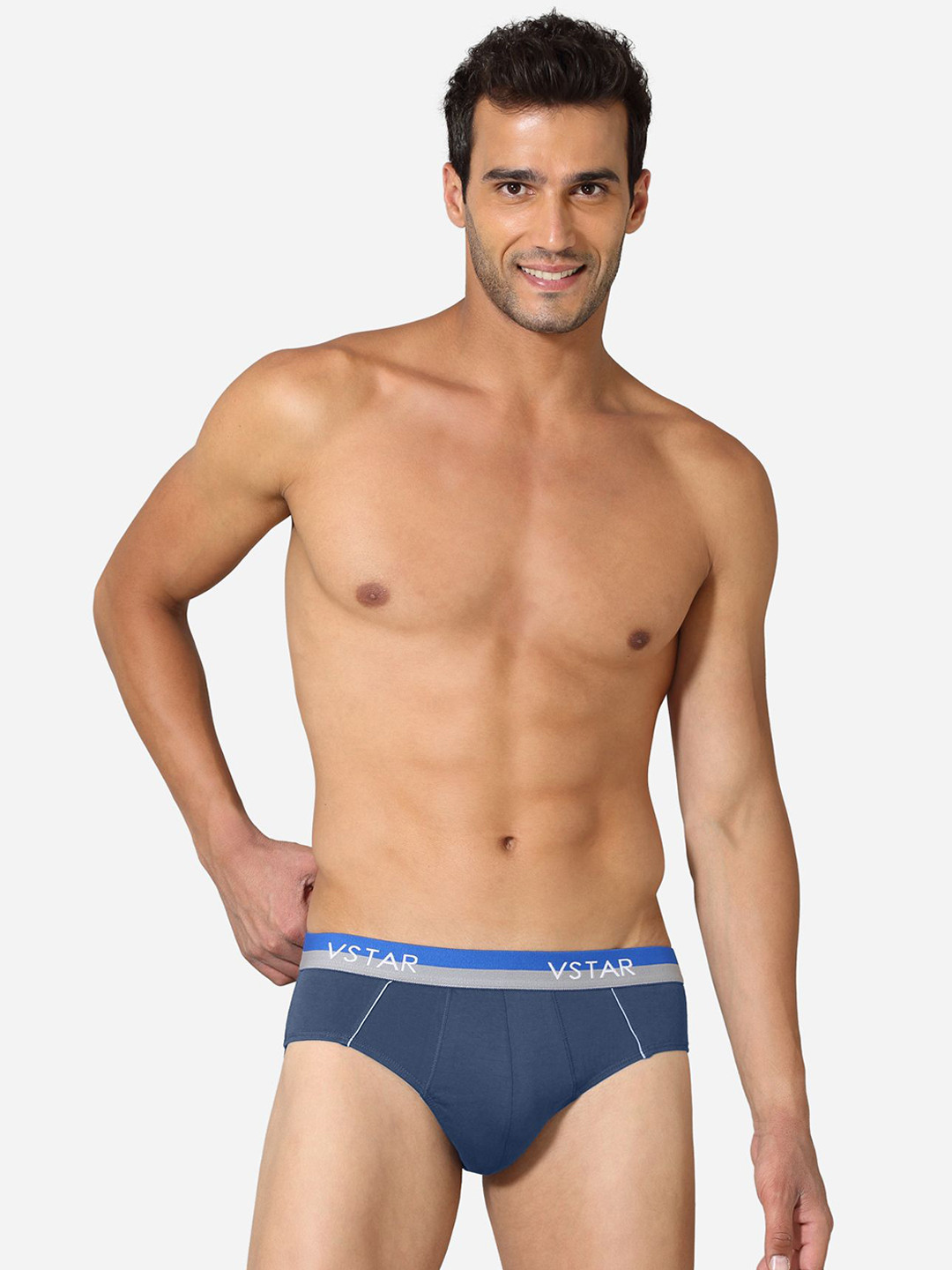VStar Pack Of 2 Men Square Cut Style Basic Briefs CAVIN NEO-2PCS-CHINA_BLUE