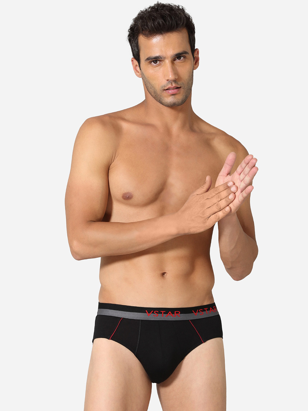 VStar Pack Of 2 Men Square Cut Style Basic Briefs CAVIN NEO-2PCS-BLACK