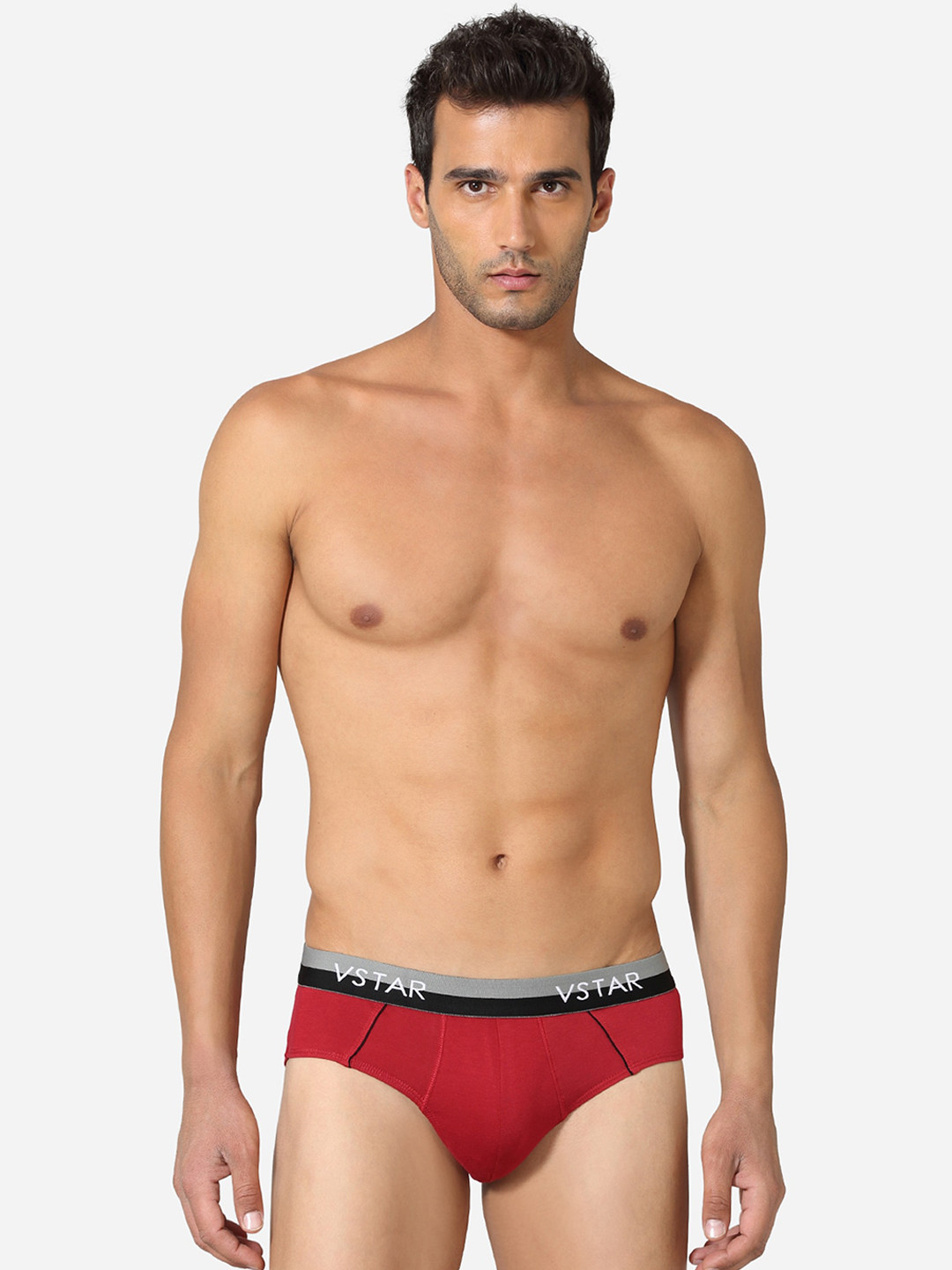 VStar Pack Of 2 Men Basic Briefs CAVIN NEO-2PCS-DARK_RED