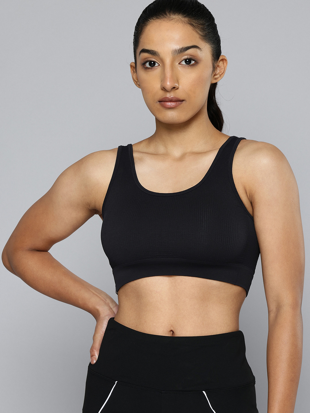 Decathlon KIMJALY -Black Full Coverage Yoga Bra