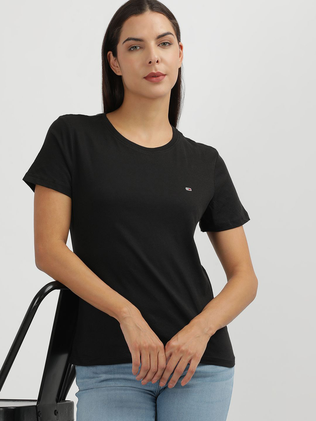 Tommy Hilfiger Women Solid 2 Cut Outs T-shirt