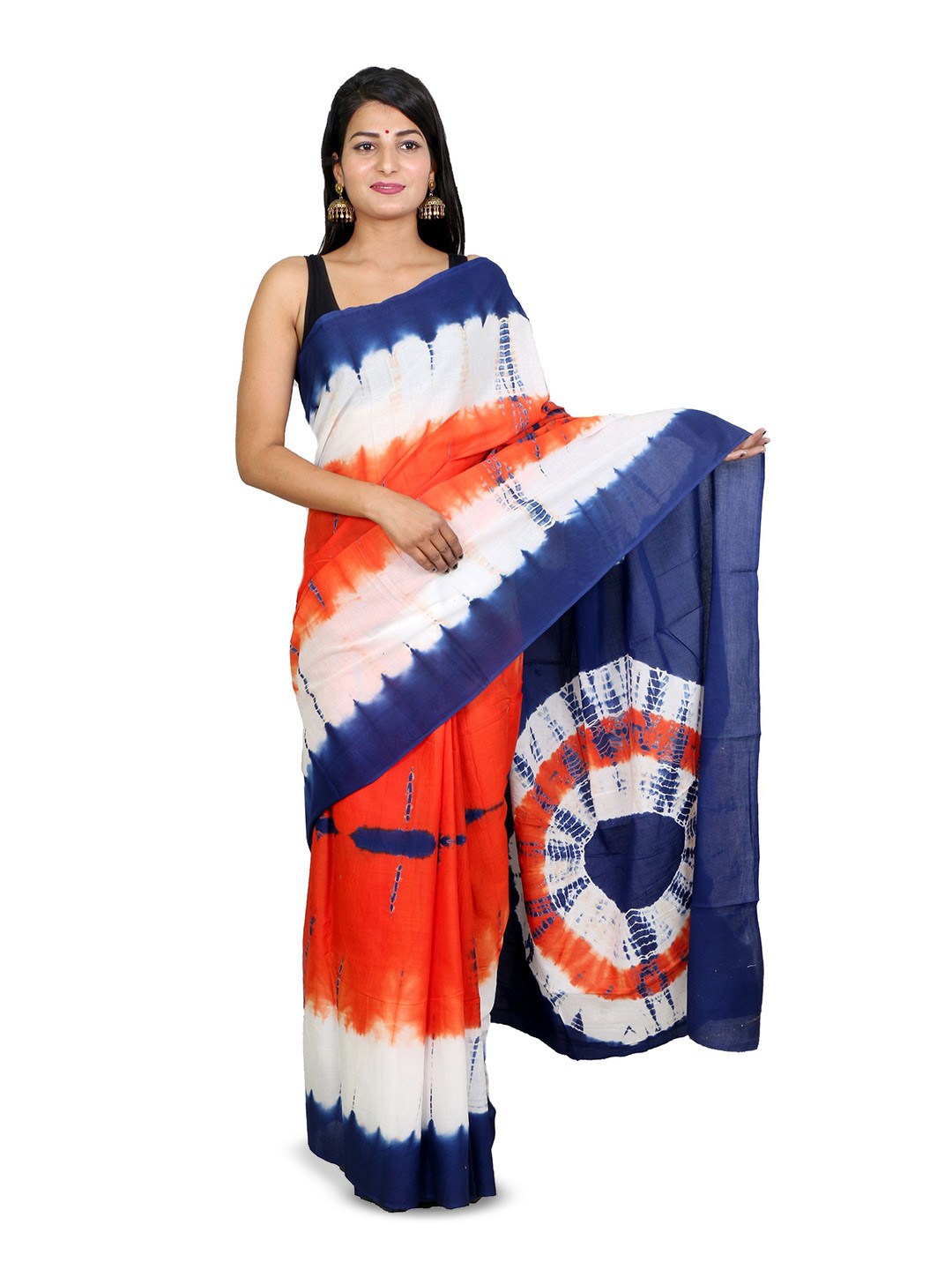 THE FAMILIAR HANDICRAFTS Tie and Dye Pure Cotton Ikat Saree
