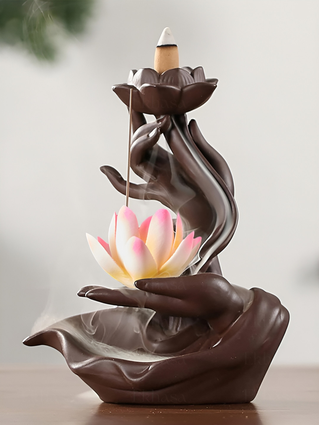 Ekhasa Brown Ceramic Dhoop Dhani Back Flow Smoke Fountain