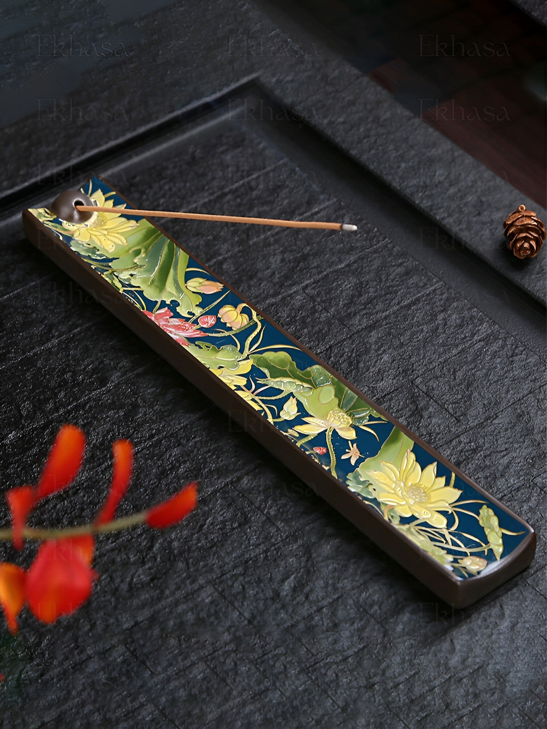 Ekhasa Blue Printed Ceramic Incense Stick Holder