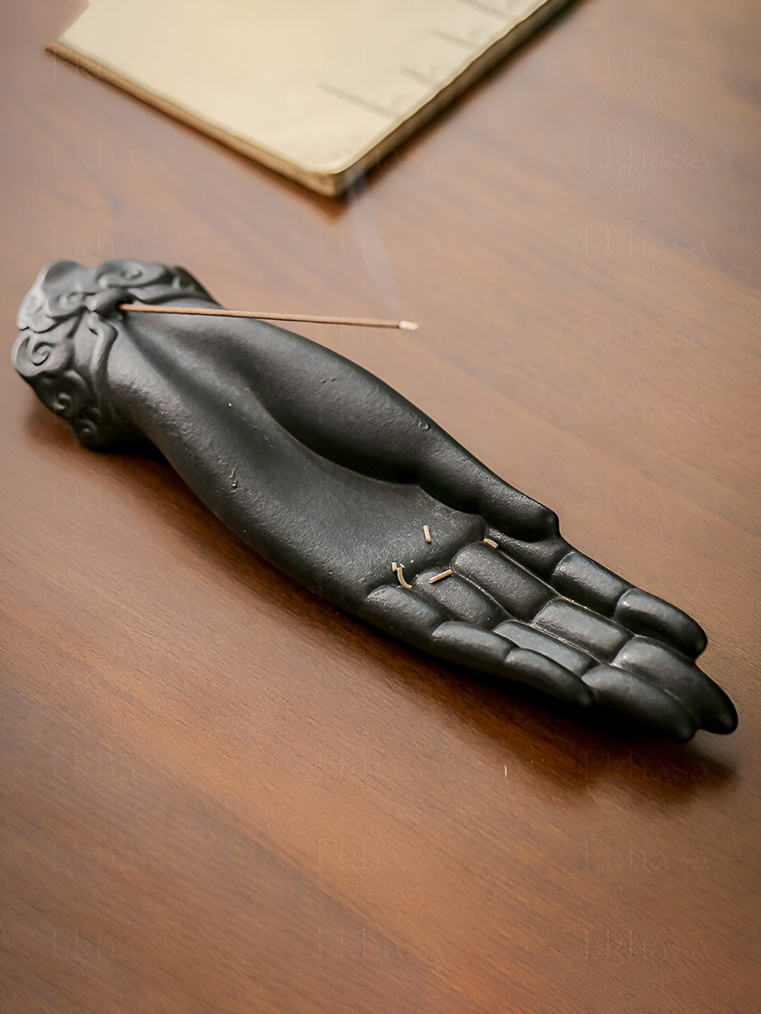 Ekhasa Black Textured Ceramic Incense Stick Holder