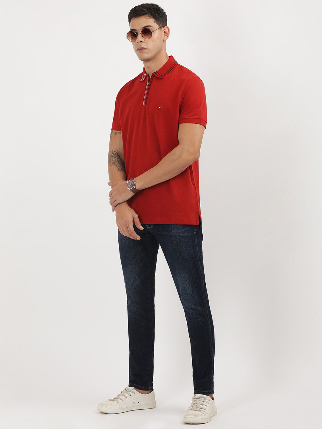 Tommy Hilfiger Men Mandarin Collar Pockets T-shirt