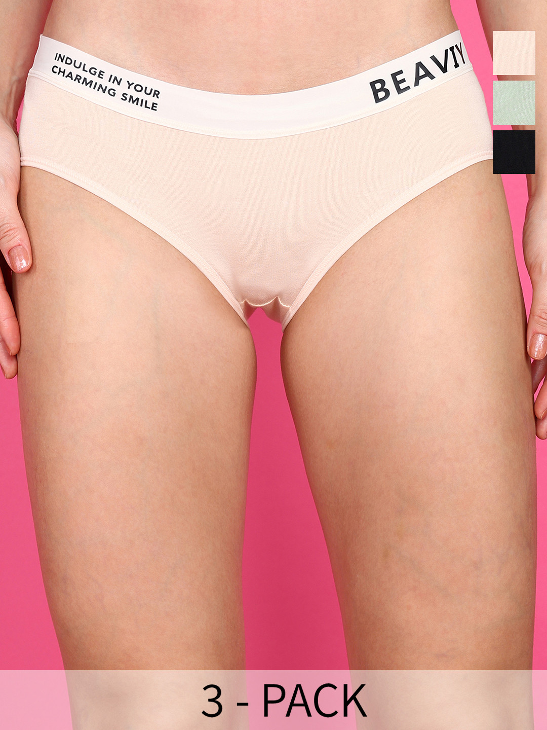 wincly fashion Pack Of 3 Low Rise Solid Anti Bacterial Hipster Briefs  BEAVIY/MC/PO3/M