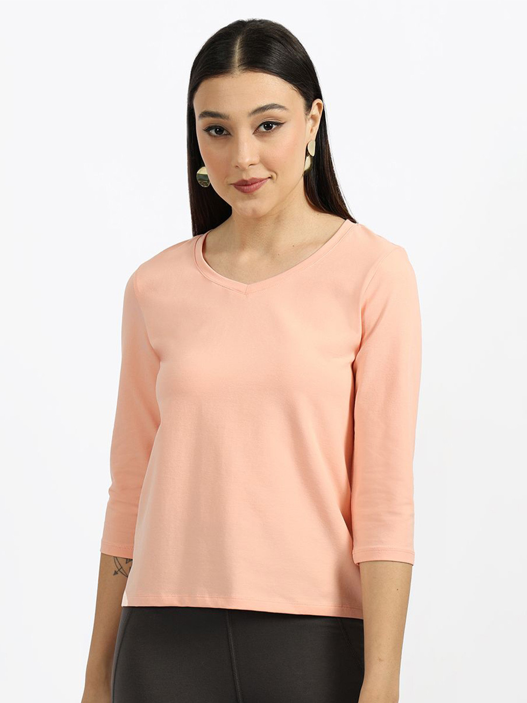 Blissclub V-Neck Three-Quarter Sleeves Moisture Wicking Formal T-shirt