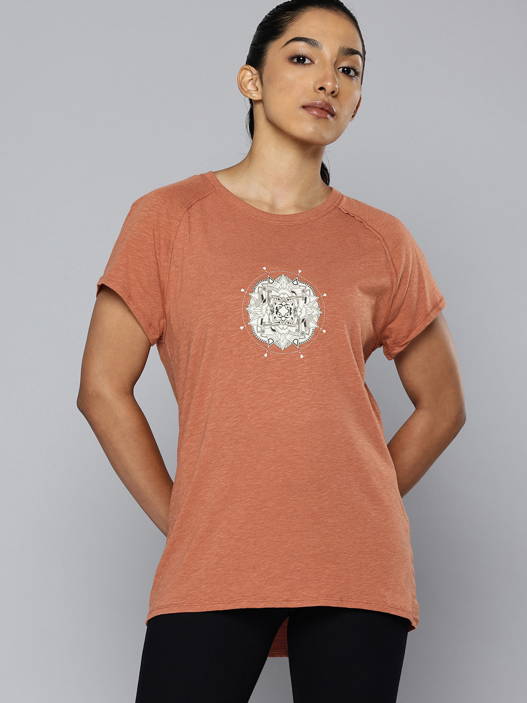 Decathlon KIMJALY - Printed Raglan Sleeves Yoga T-Shirt