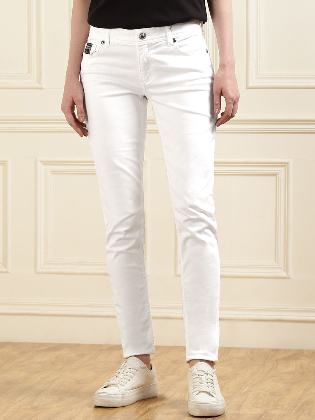 Versace Jeans Couture Solid Women Low Distress Mid-Rise Jeans