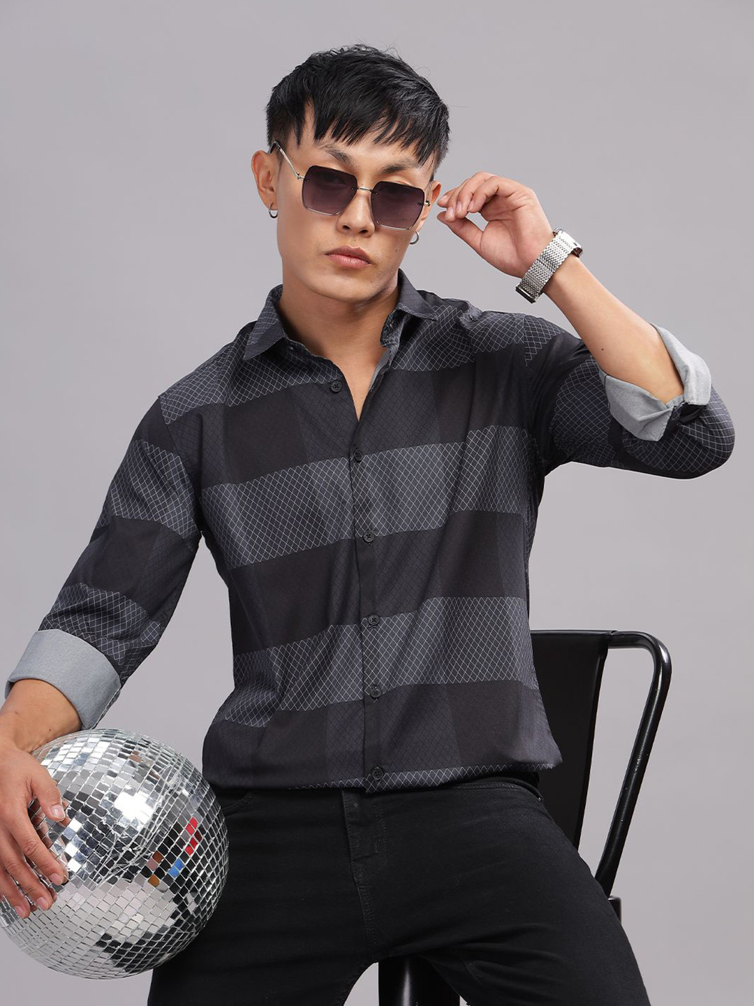 PAUL STREET Men Standard Slim Fit Opaque Checked Party Shirt