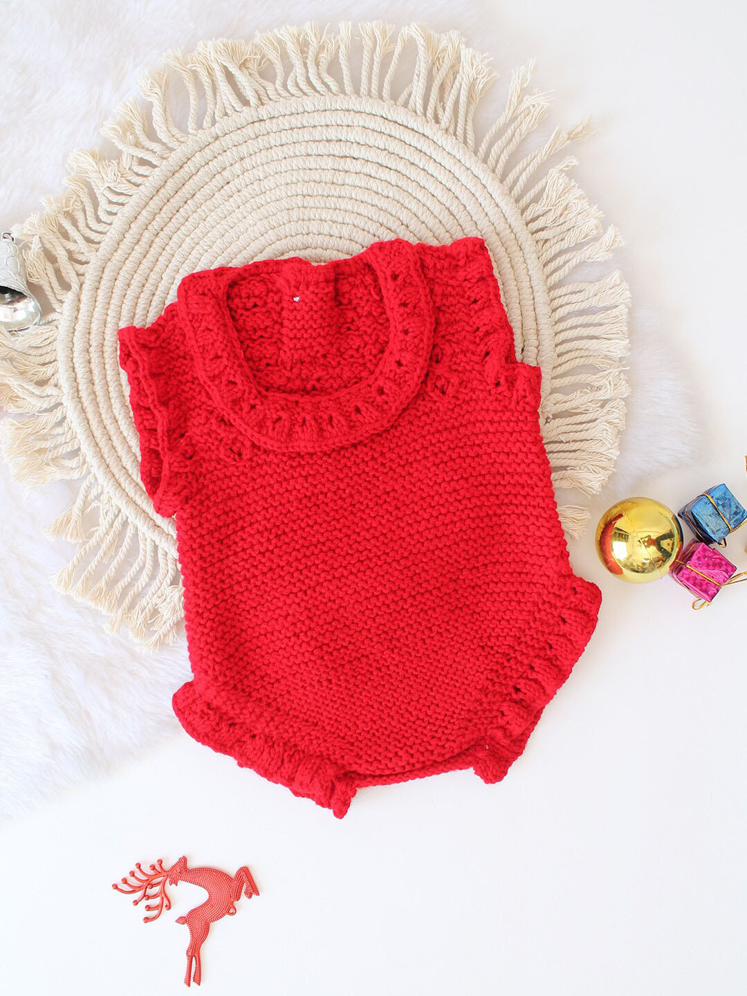 Woonie Cotton Infant Girls Garter Stitch Bodysuit