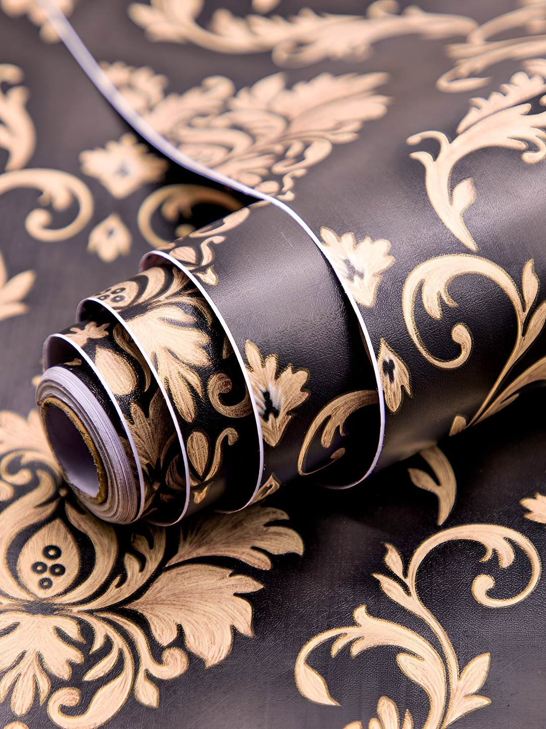 ANNA CREATIONS Black & Beige Printed Waterproof Wall Sticker