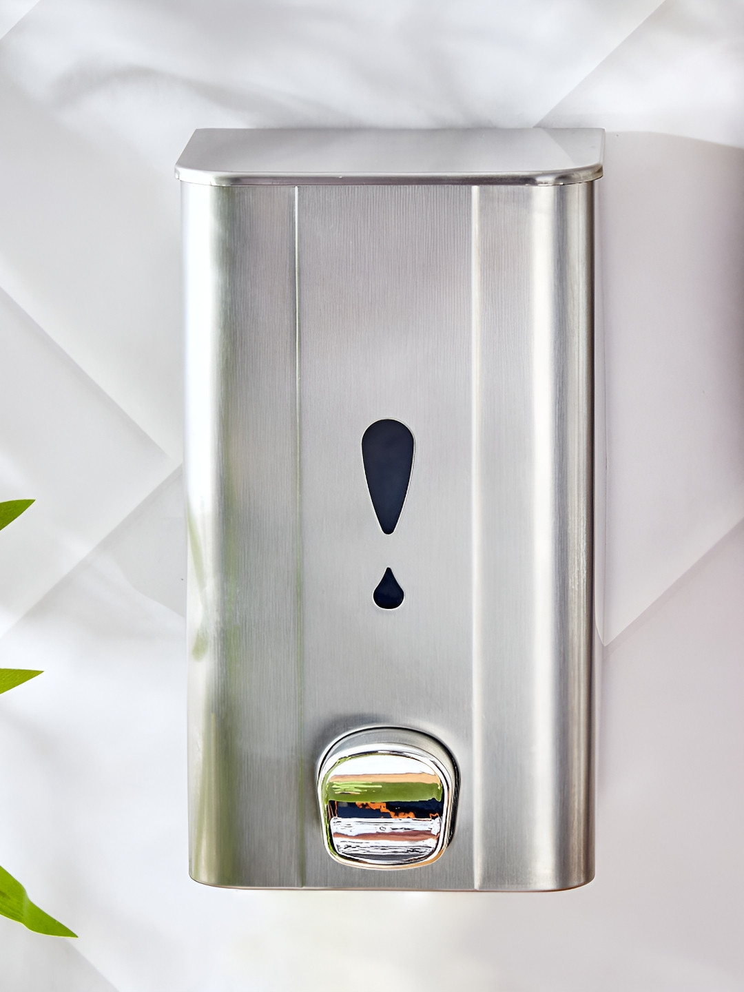 Home Centre Silver-Toned & Green Solid Stainless Steel Soap Dispenser
