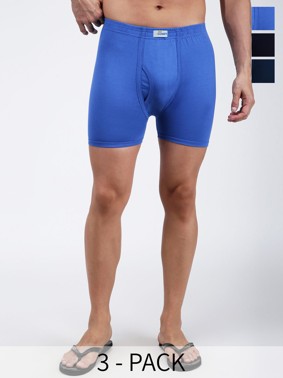AMUL COMFY Men Pack Of 3 Pure Cotton Trunks - AC-FCTRIE-AF-NY-SB-XS-3PC