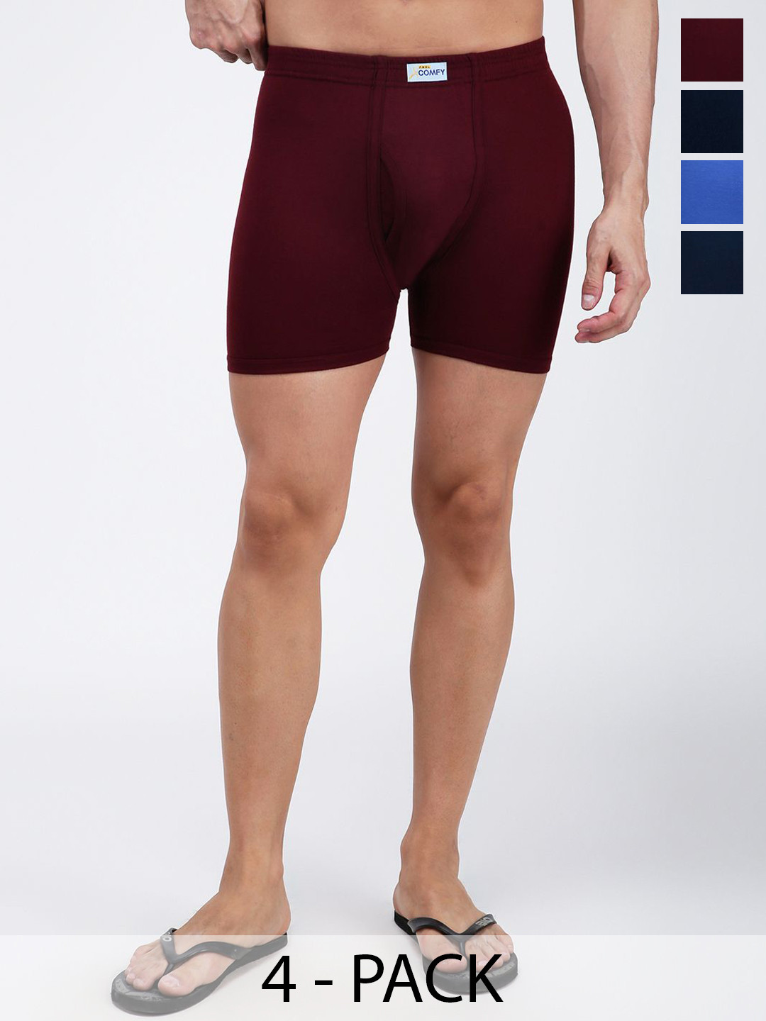 AMUL COMFY Men Pack Of 4 Pure Cotton Trunks -AC-FCTRIE-AF-SB-NY-MAR-XS-4PC