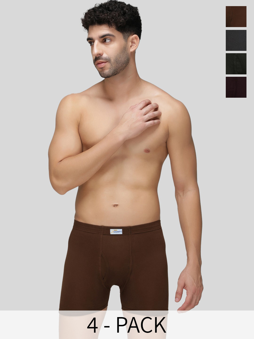 AMUL COMFY Pack of 4 Cotton Trunk AC-FCTRIE-CH-RW-OL-LTB-S