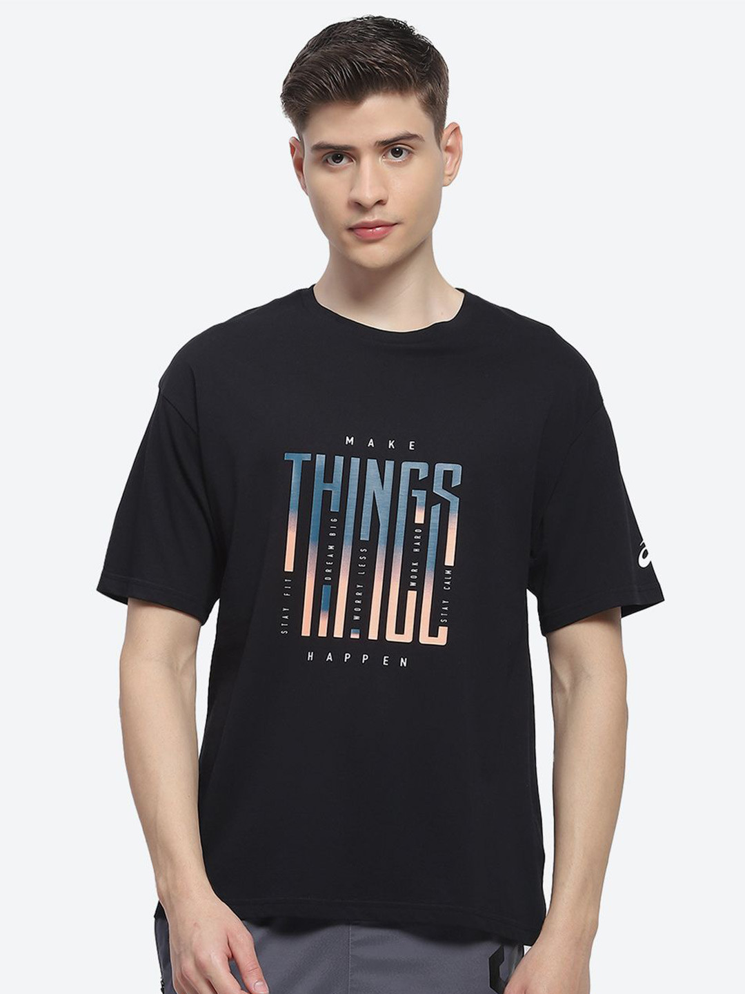 ASICS DROP SHOULDER SS Men Graphic-Printed Cotton T-Shirt