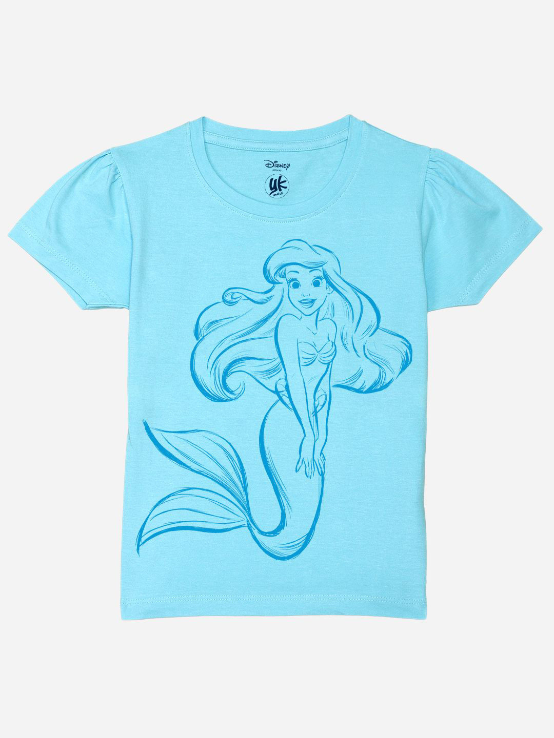 YK Disney Girls Graphic Disney Princess Printed Pure Cotton T-shirt