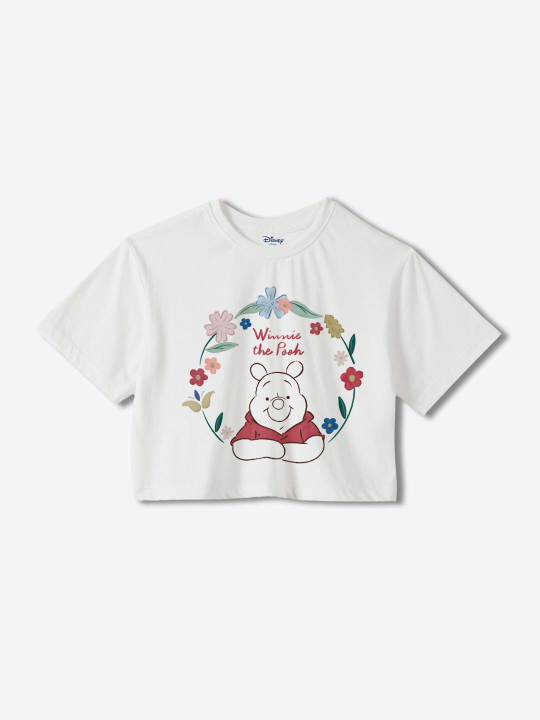 YK Disney Girls Winnie The Pooh Printed Pure Cotton  Boxy T-shirt