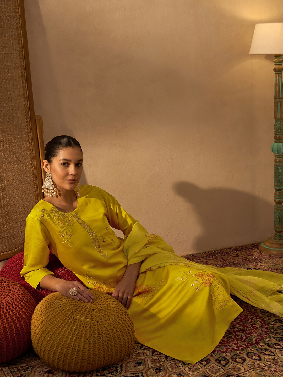 Anouk Women Embroidered Sequence Kurta with Trousers and Dupatta