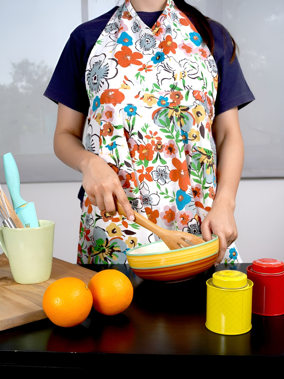 Ratan Cart White Printed Cotton Apron