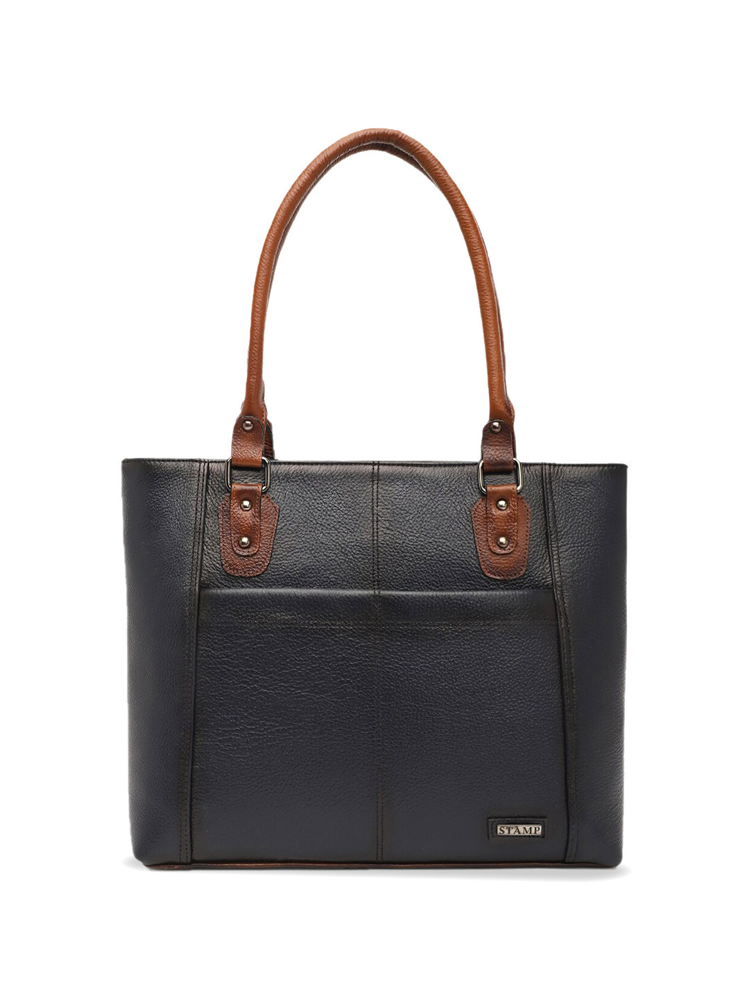 Stamp Structured Leather Shoulder Bag