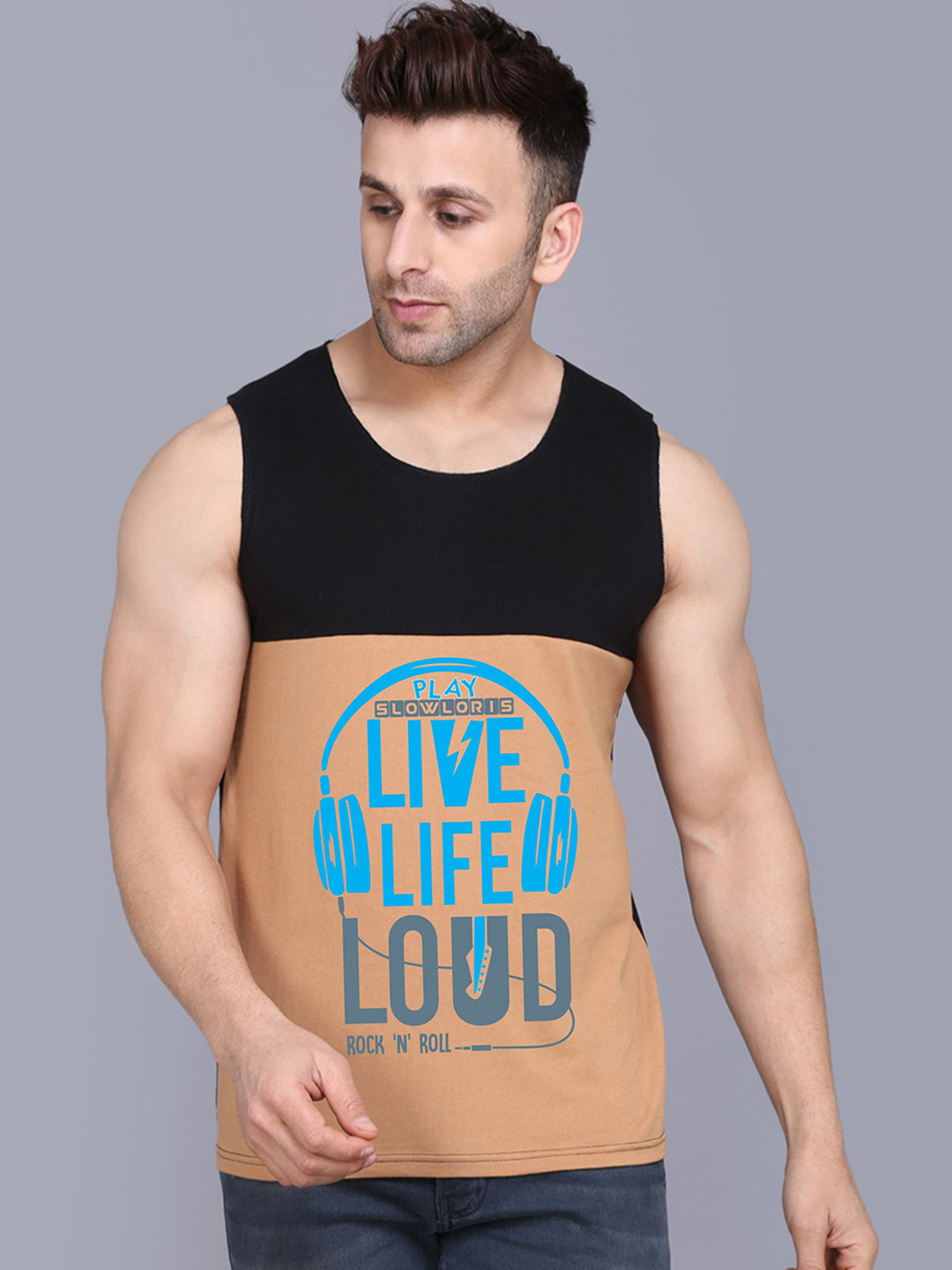 SLOWLORIS Printed Innerwear Gym Vest