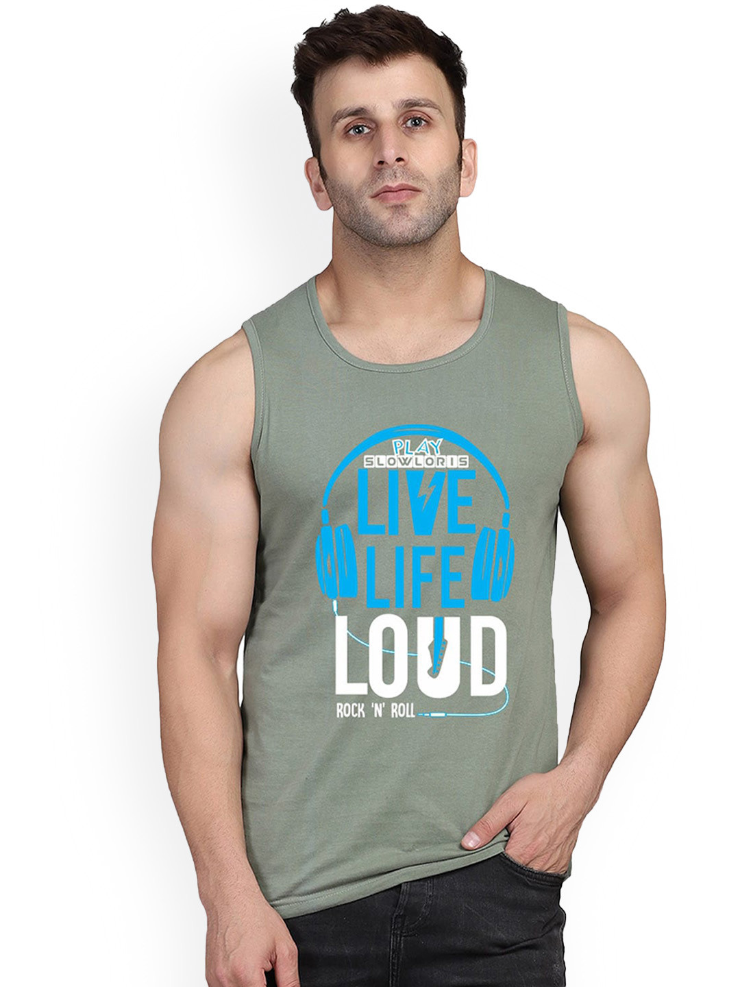 SLOWLORIS Printed Innerwear Gym Vest