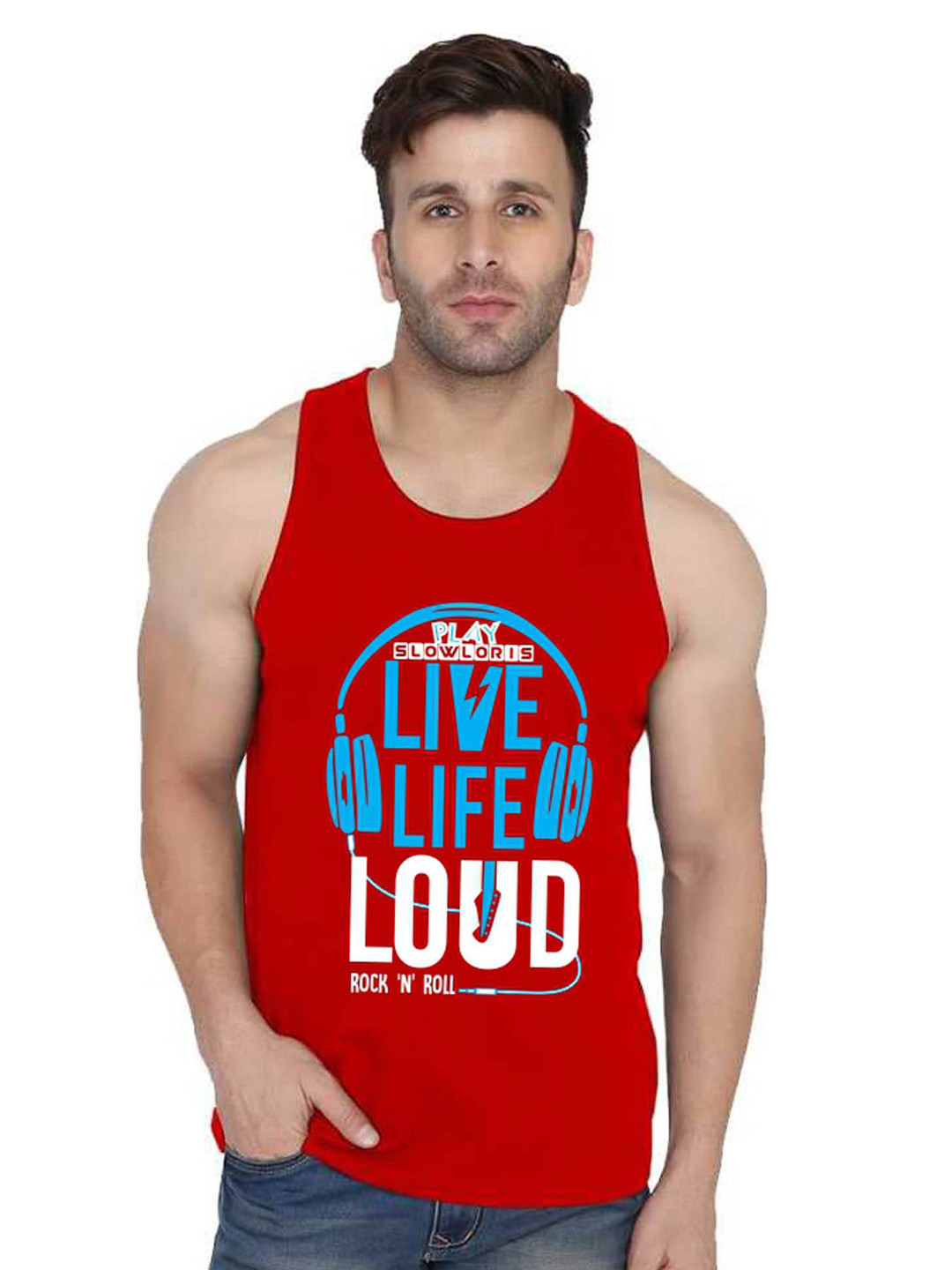 SLOWLORIS Men Graphic Printed Sleeveless T-shirt