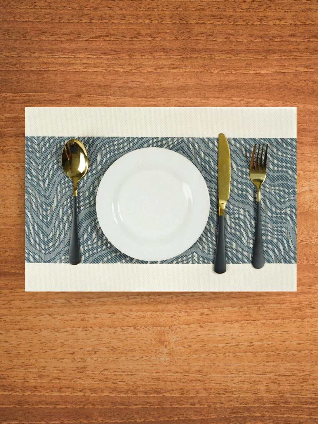 UniKart Blue 8 Pieces Printed Rectangular Table Placemats