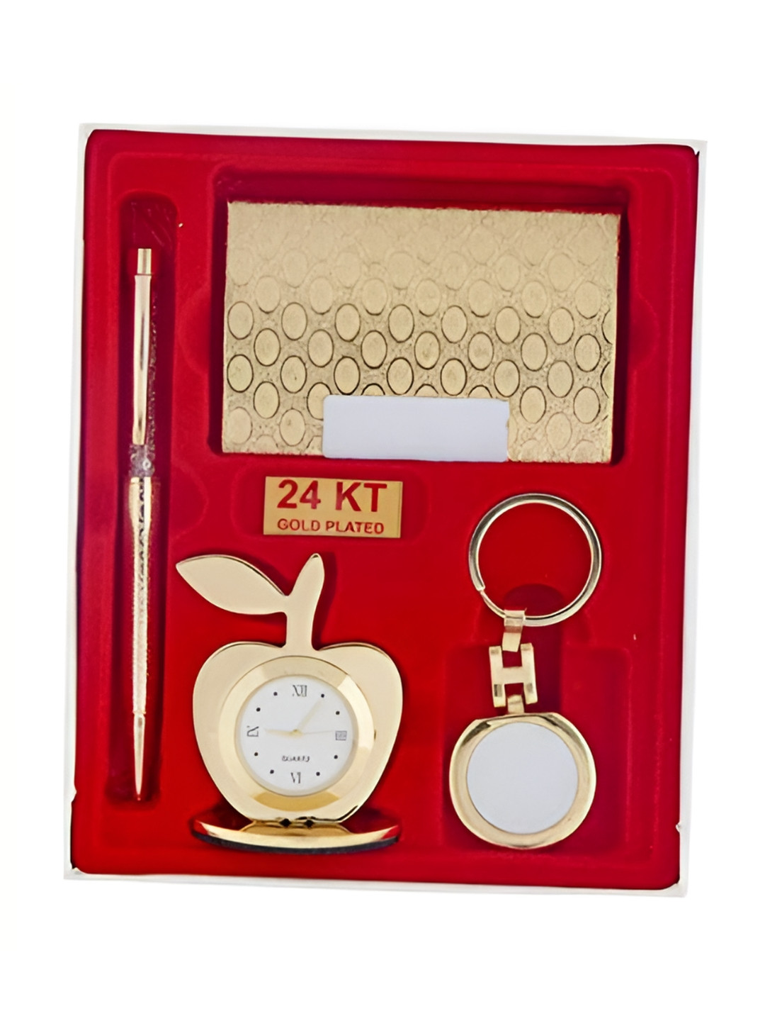 INTERNATIONAL GIFT 4-Pcs Brass Pen Card Holder Watch And Key Ring With Beautiful Pack