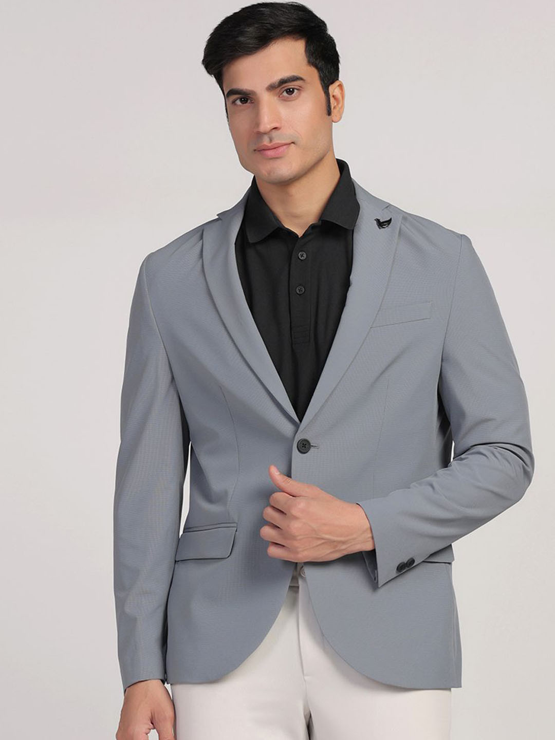 Blackberrys Men Formal Grey Textured TechPro Blazer